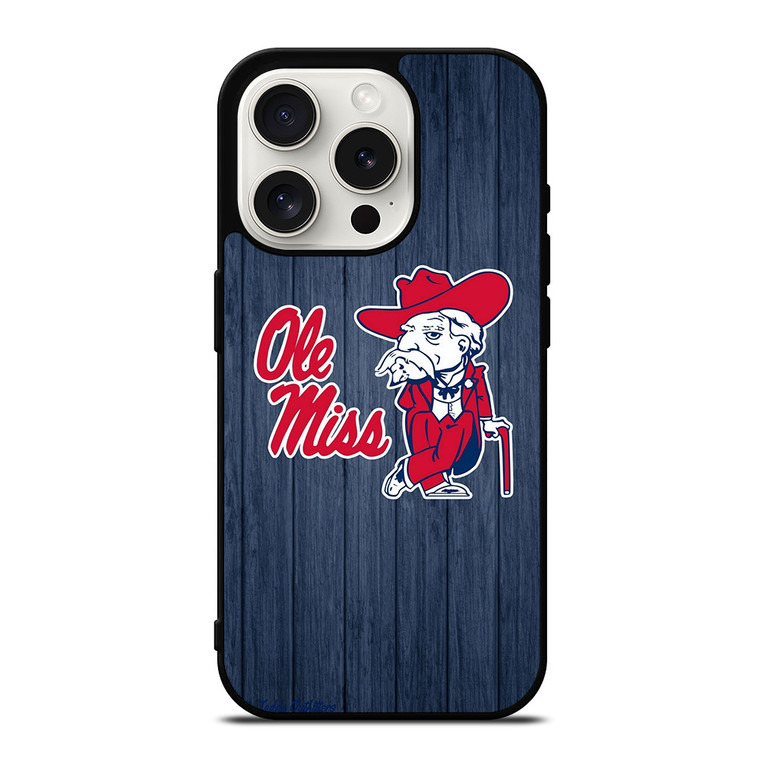 OLE MISS WOODEN LOGO iPhone 15 Pro Case Cover