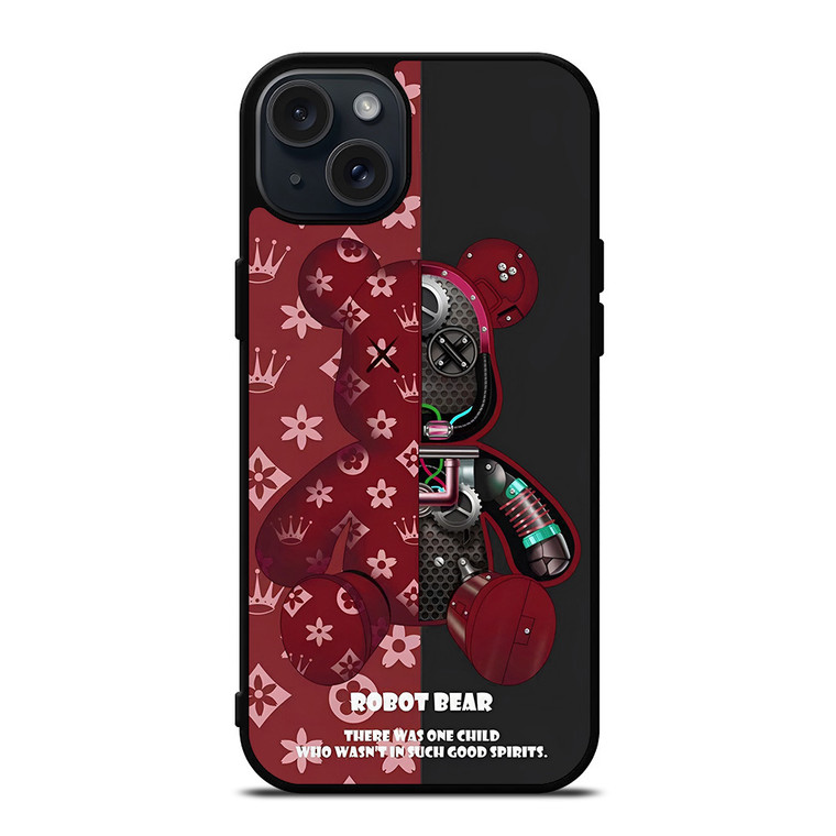 BEAR BRICK KAWS ROBOT RED iPhone 15 Plus Case Cover