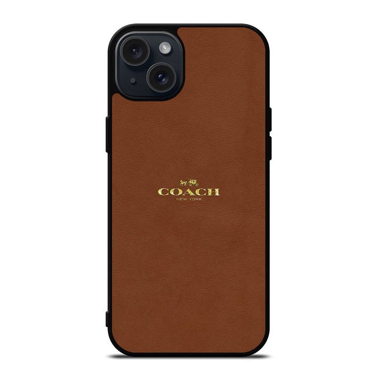 COACH NEW YORK LOGO BROWN iPhone 15 Plus Case Cover