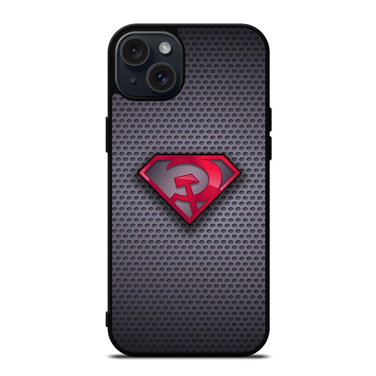 SUPERMAN RED SON LOGO CARBON iPhone 15 Plus Case Cover