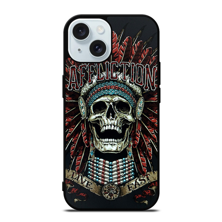 AFFLICTION SKULL INDIAN iPhone 15 Case Cover