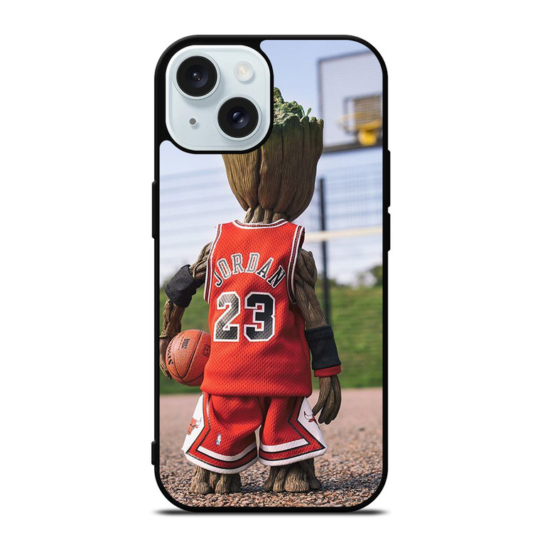 BABY GROOT MICHAEL JORDAN CHICAGO BULL iPhone 15 Case Cover