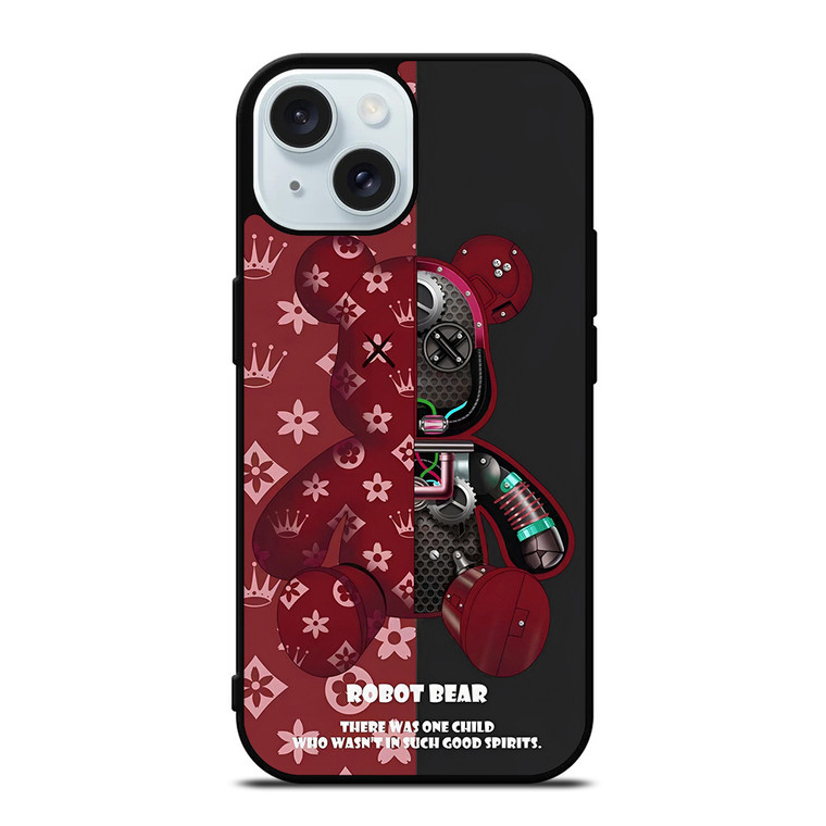 BEAR BRICK KAWS ROBOT RED iPhone 15 Case Cover