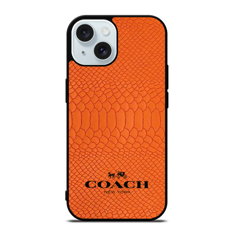 COACH NEW YORK LOGO ORANGE SKIN iPhone 15 Case Cover