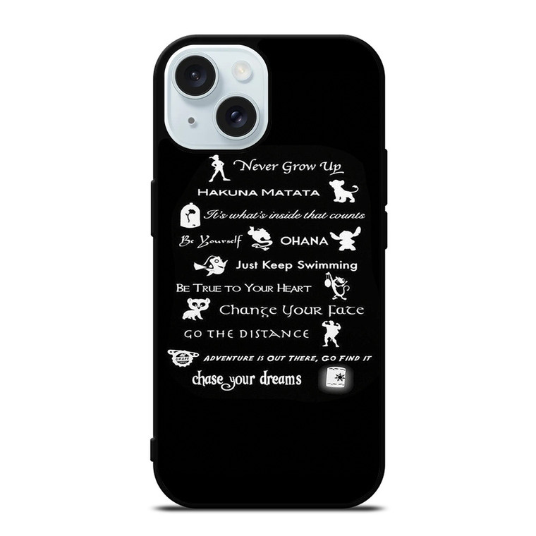 DISNEY LESSONS BLACK iPhone 15 Case Cover