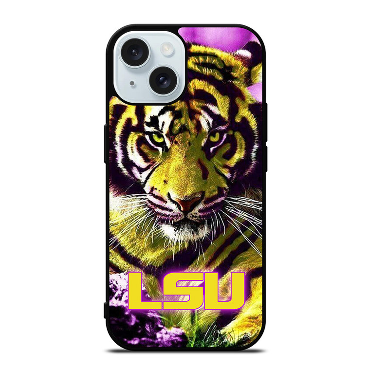 LSU TIGERS LOUISIANA STATE UNIVERSITY FOOTBALL LOGO iPhone 15 Case Cover