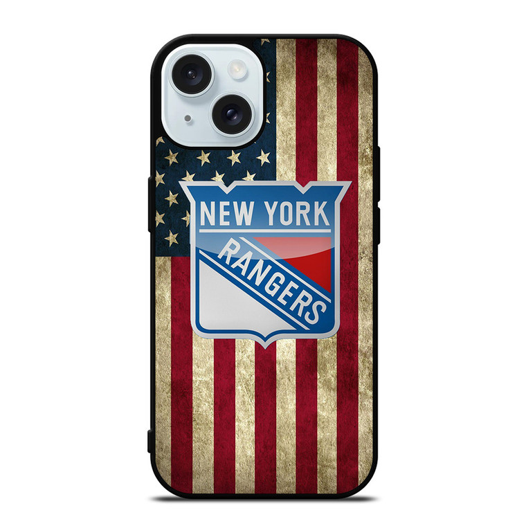 NEW YORK RANGERS NHL AMERICAN FLAG iPhone 15 Case Cover