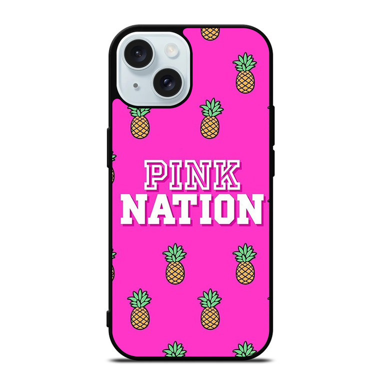 PINK NATION VICTORIA'S SECRET LOGO PINEAPPLE iPhone 15 Case Cover