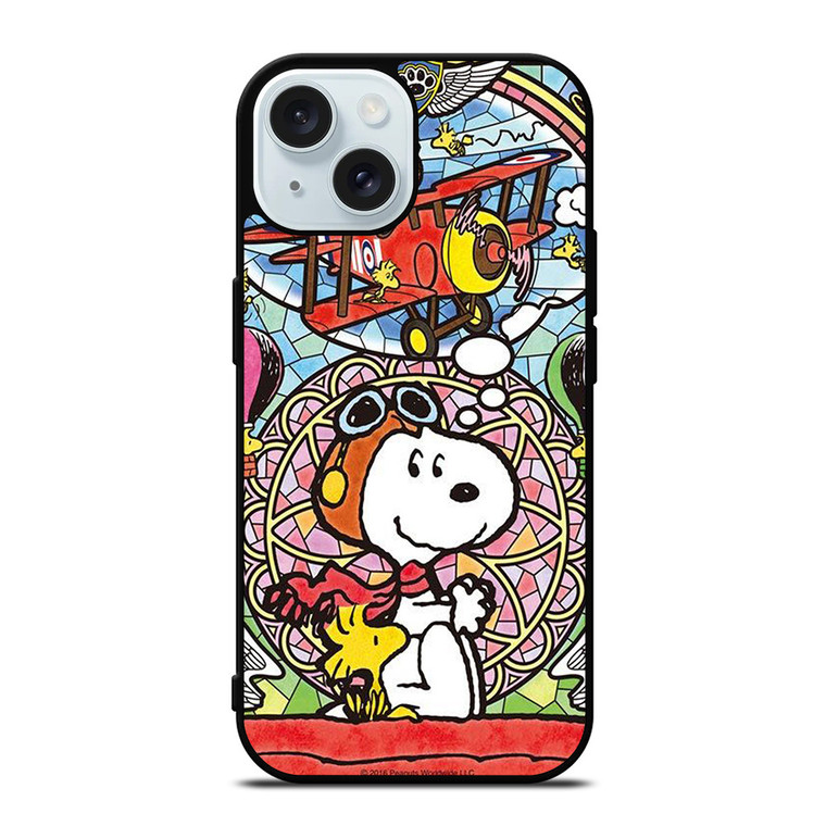 SNOOPY GLASS ART iPhone 15 Case Cover