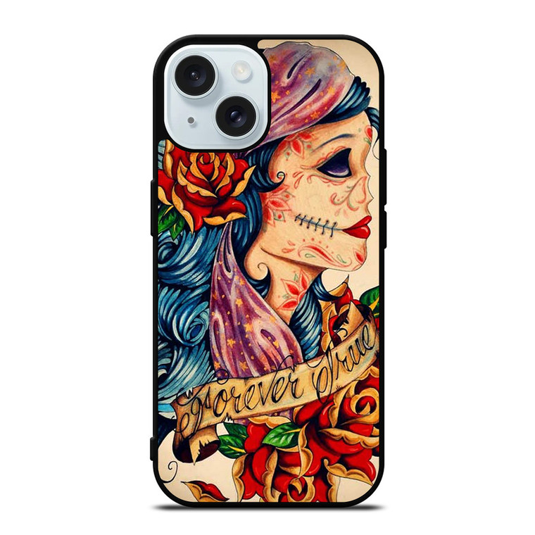 VINTAGE SUGAR SCHOOL TATTOO iPhone 15 Case Cover