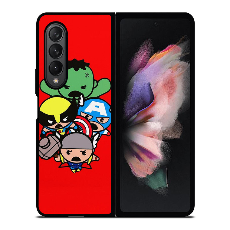 KAWAII CAPTAIN AMERICA HULK THOR WOLVERINE Marvel Avengers Samsung Galaxy Z Fold 3 Case Cover