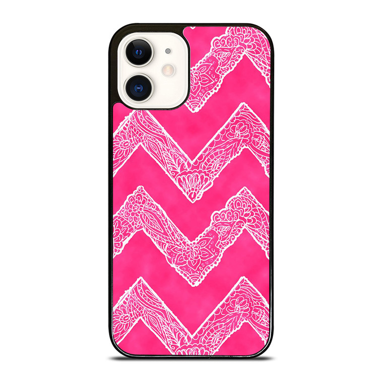 WHITE FLORAL PAISLEY CHEVRON PATTERN iPhone 12 Case Cover