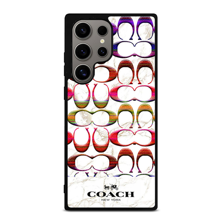 COACH NEW YORK COLORFULL PATTERN MARBLE Samsung Galaxy S24 Ultra Case Cover