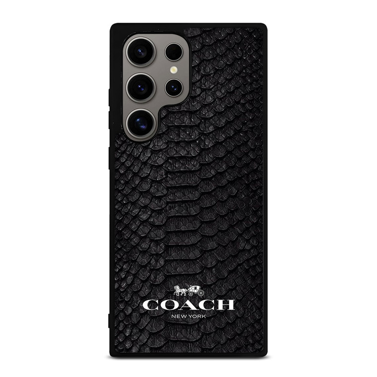 COACH NEW YORK LOGO BLACK SNAKE Samsung Galaxy S24 Ultra Case Cover