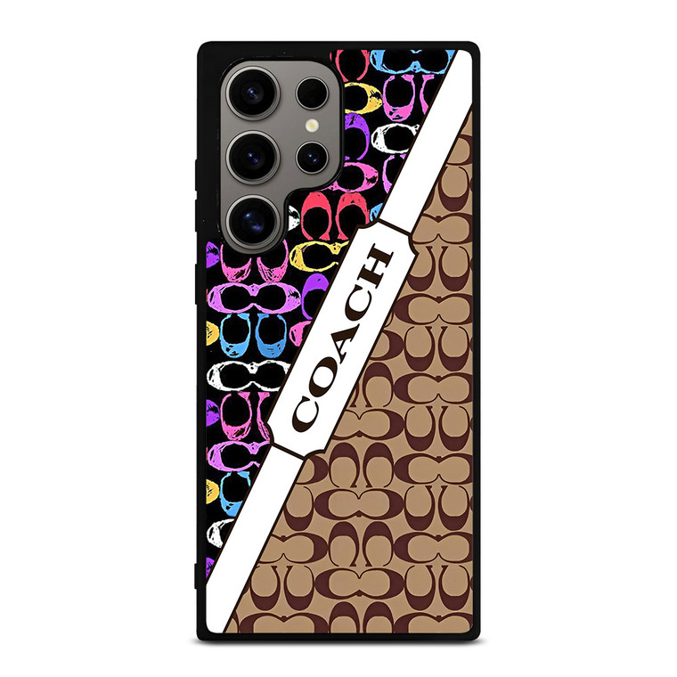 COACH NEW YORK LOGO COLORFULL BROWN PATTERN ICON Samsung Galaxy S24 Ultra Case Cover