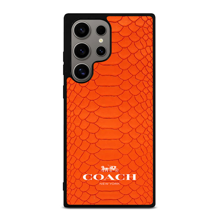 COACH NEW YORK LOGO ORANGE SNAKE Samsung Galaxy S24 Ultra Case Cover