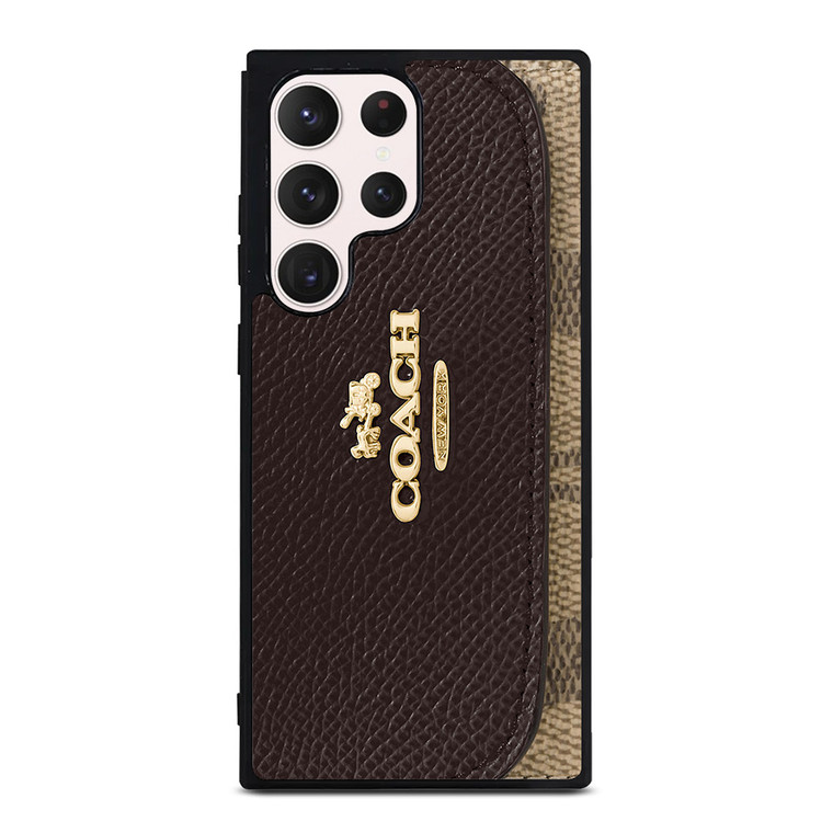 COACH NEW YORK LOGO BROWN WALLET Samsung Galaxy S23 Ultra Case Cover