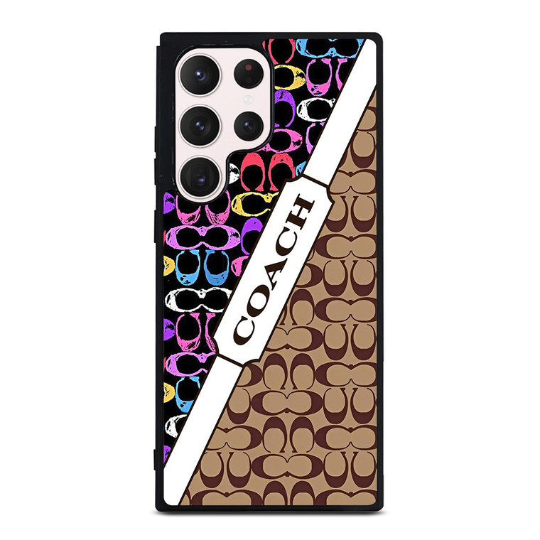 COACH NEW YORK LOGO COLORFULL BROWN PATTERN ICON Samsung Galaxy S23 Ultra Case Cover