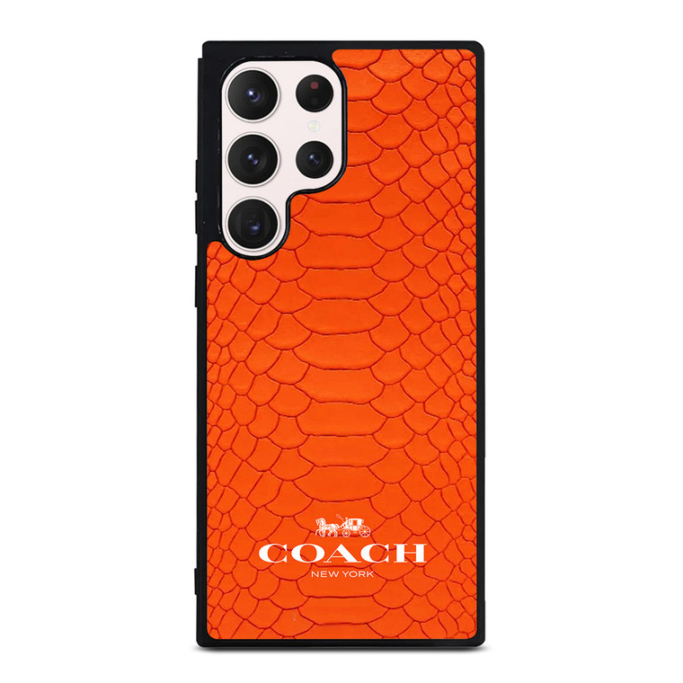 COACH NEW YORK LOGO ORANGE SNAKE Samsung Galaxy S23 Ultra Case Cover