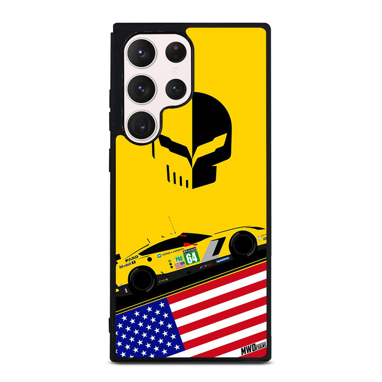 CORVETTE RACING LOGO SKULL USA FLAG Samsung Galaxy S23 Ultra Case Cover