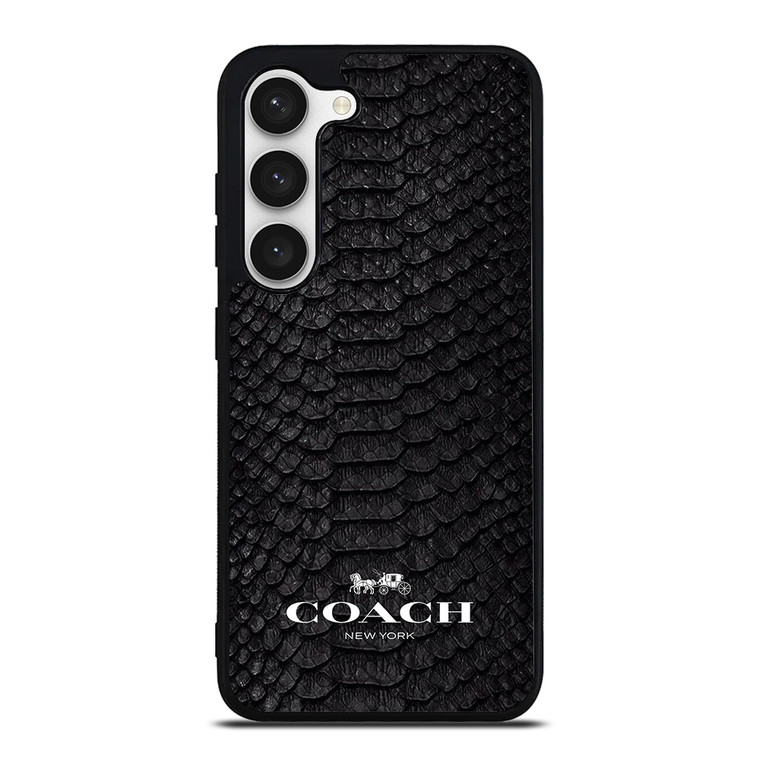 COACH NEW YORK LOGO BLACK SNAKE Samsung Galaxy S23 Case Cover