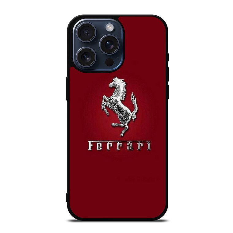 FERRARI LOGO SILVER EMBLEM iPhone 15 Pro Max Case Cover