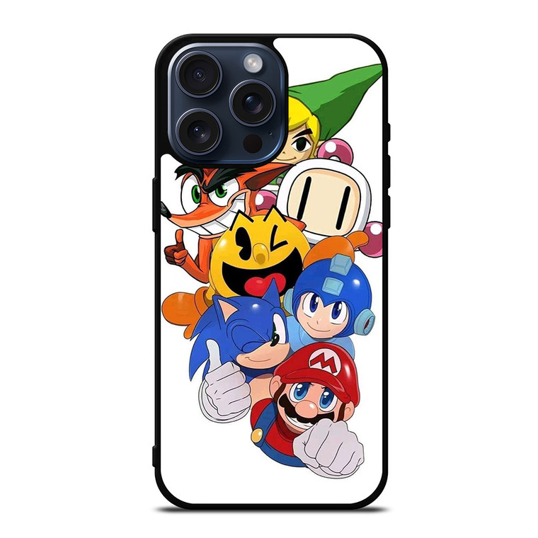 GAME CHARACTER MARIO BROSS SONIC PAC MAN iPhone 15 Pro Max Case Cover