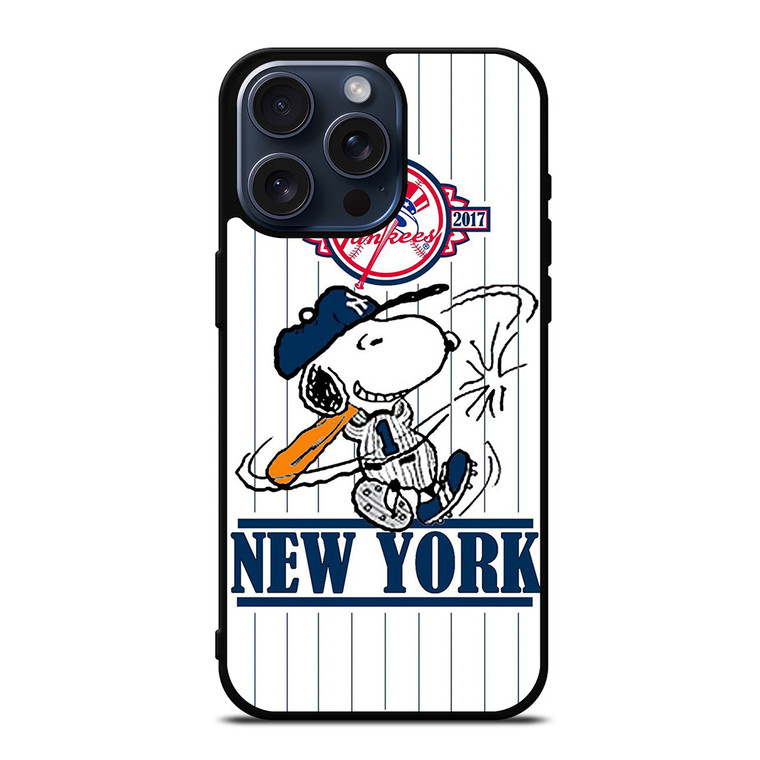 NEW YORK YANKEES LOGO BASEBALL SNOOPY THE PEANUTS iPhone 15 Pro Max Case Cover