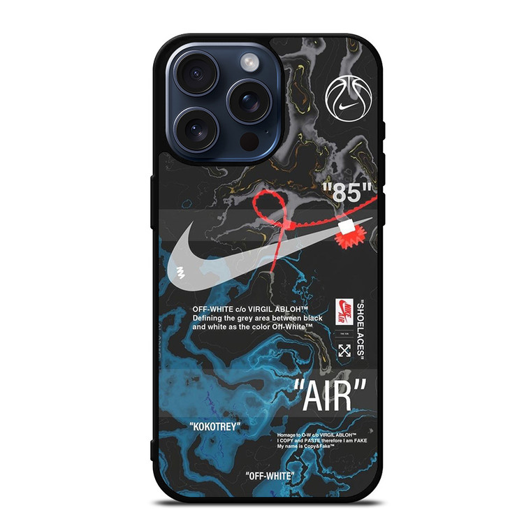 NIKE AIR JORDAN OFF WHITE BLACK MARBLE iPhone 15 Pro Max Case Cover