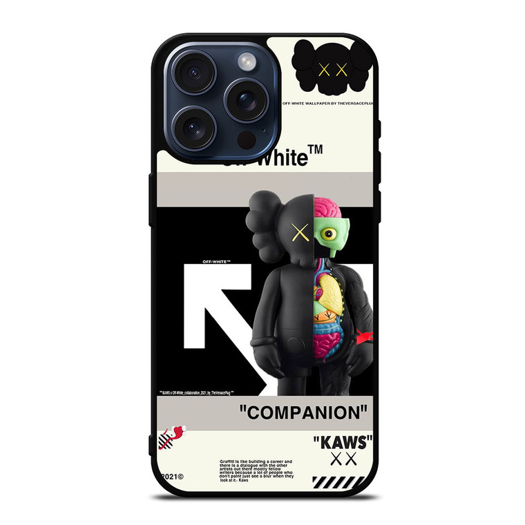 OFF WHITE KAWS COMPANION iPhone 15 Pro Max Case Cover