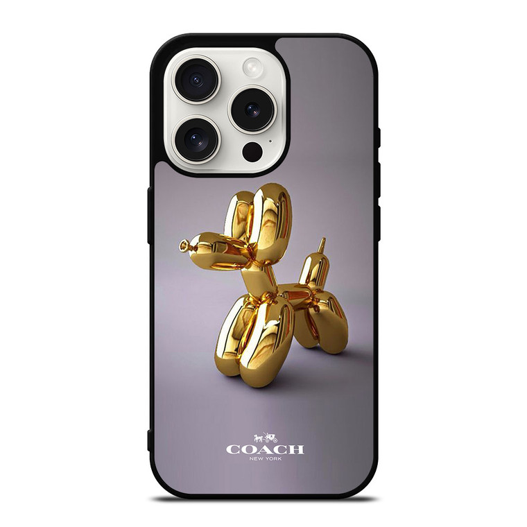 COACH NEW YORK LOGO GOLD DOG BALLOON iPhone 15 Pro Case Cover