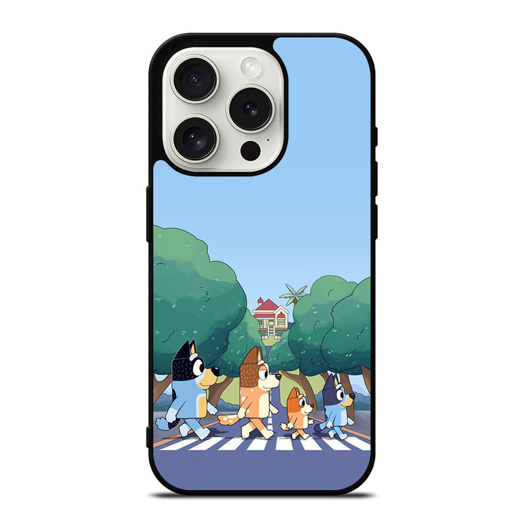 HEELERS FAMILY BLUEY CARTOON ABBEY ROAD iPhone 15 Pro Case Cover