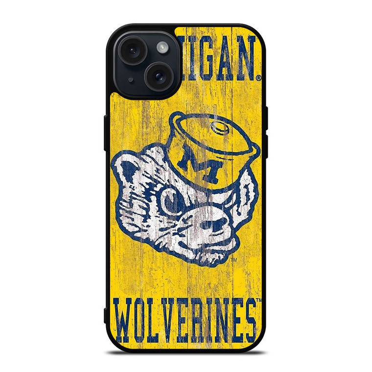 MICHIGAN WOLVERINES FOOTBALL UNIVERSITY ICON iPhone 15 Plus Case Cover