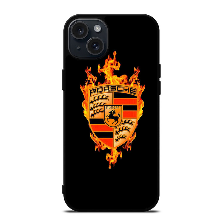 PORSCHE LOGO CAR ON FIRE iPhone 15 Plus Case Cover