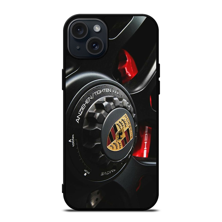 PORSCHE LOGO CAR ON RIM iPhone 15 Plus Case Cover
