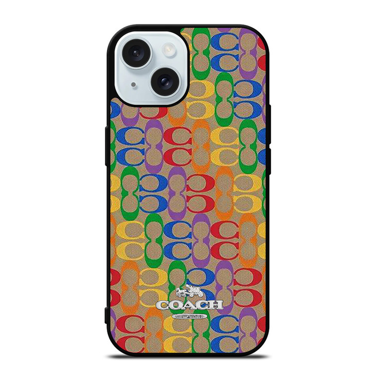 COACH NEW YORK RAINBOW PATTERN ICON iPhone 15 Case Cover