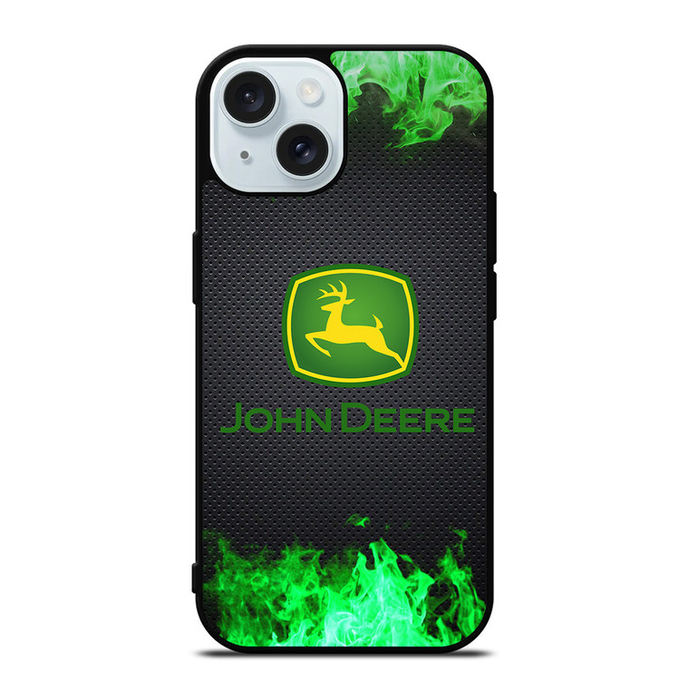 JOHN DEERE TRACTOR LOGO GREEN FIRE iPhone 15 Case Cover