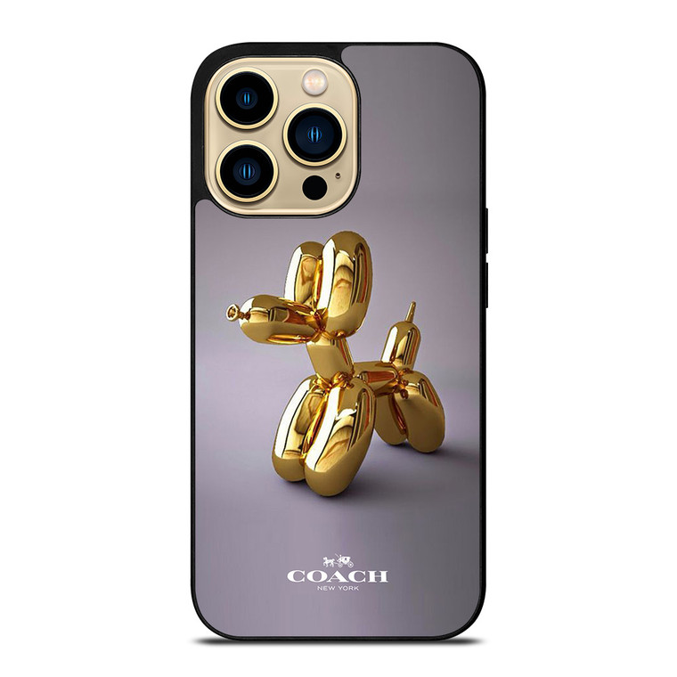 COACH NEW YORK LOGO GOLD DOG BALLOON iPhone 14 Pro Max Case Cover