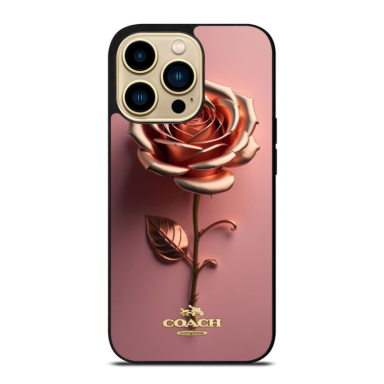 COACH NEW YORK LOGO GOLDEN ROSE iPhone 14 Pro Max Case Cover