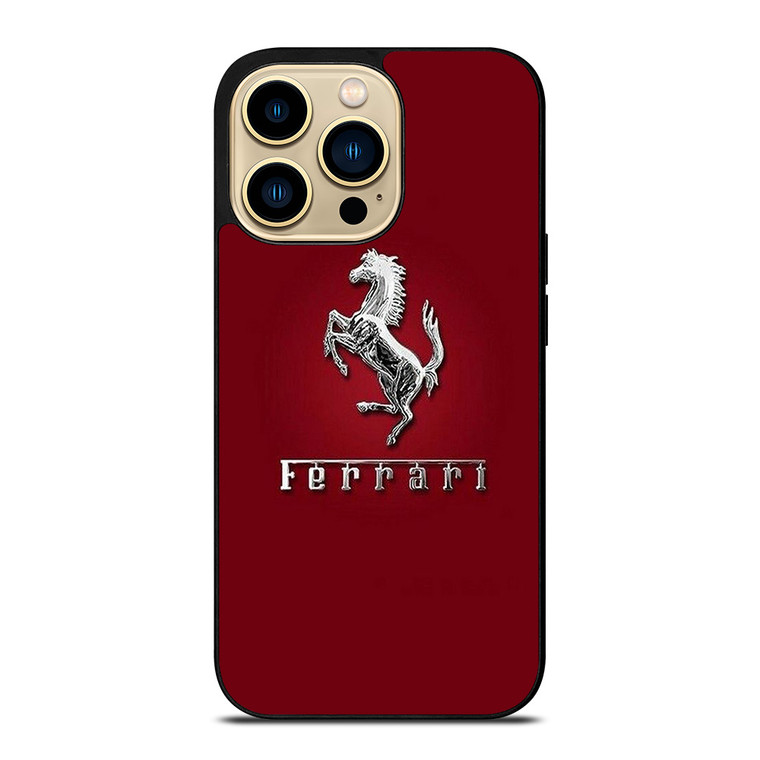 FERRARI LOGO SILVER EMBLEM iPhone 14 Pro Max Case Cover