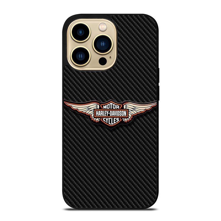 HARLEY DAVIDSON LOGO MOTORCYCLES COMPANY CARBON iPhone 14 Pro Max Case Cover