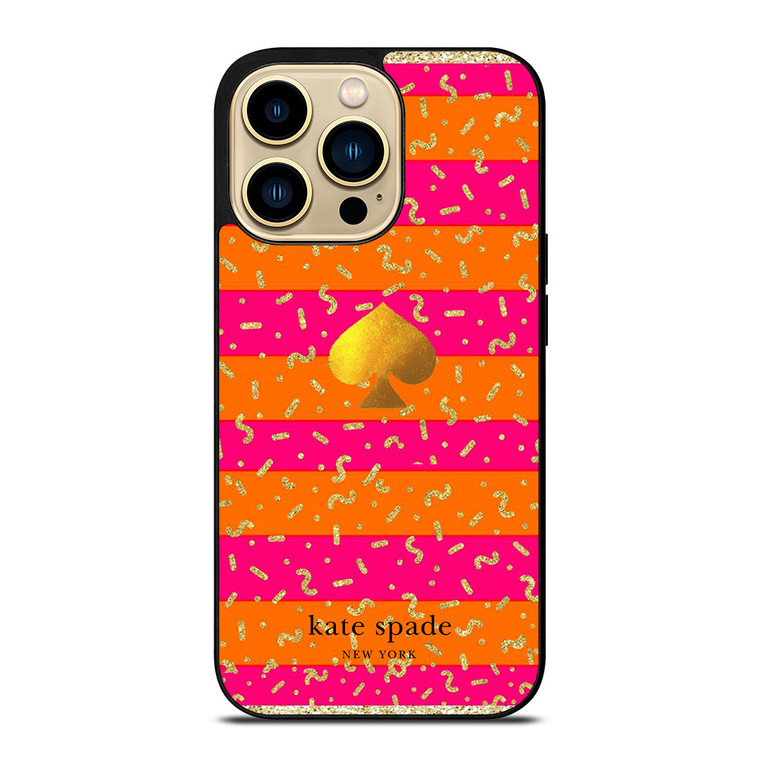 KATE SPADE NEW YORK YELLOW PINK STRIPES GLITTER iPhone 14 Pro Max Case Cover
