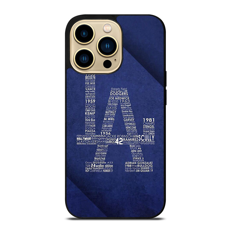 LA DODGERS LOS ANGELES LOGO BASEBALL TEAM TYPOGRAPHY iPhone 14 Pro Max Case Cover