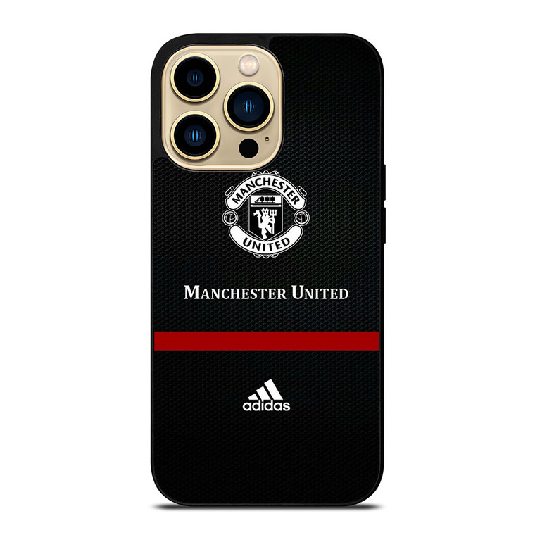 MANCHESTER UNITED FC LOGO FOOTBALL ADIDAS BLACK iPhone 14 Pro Max Case Cover