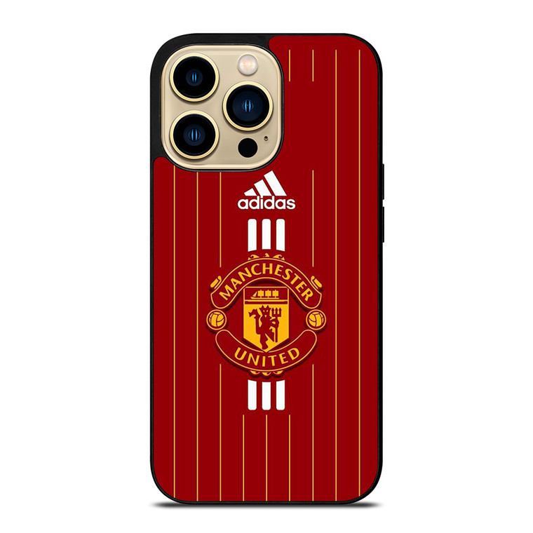 MANCHESTER UNITED FC LOGO FOOTBALL ADIDAS STRIPES iPhone 14 Pro Max Case Cover