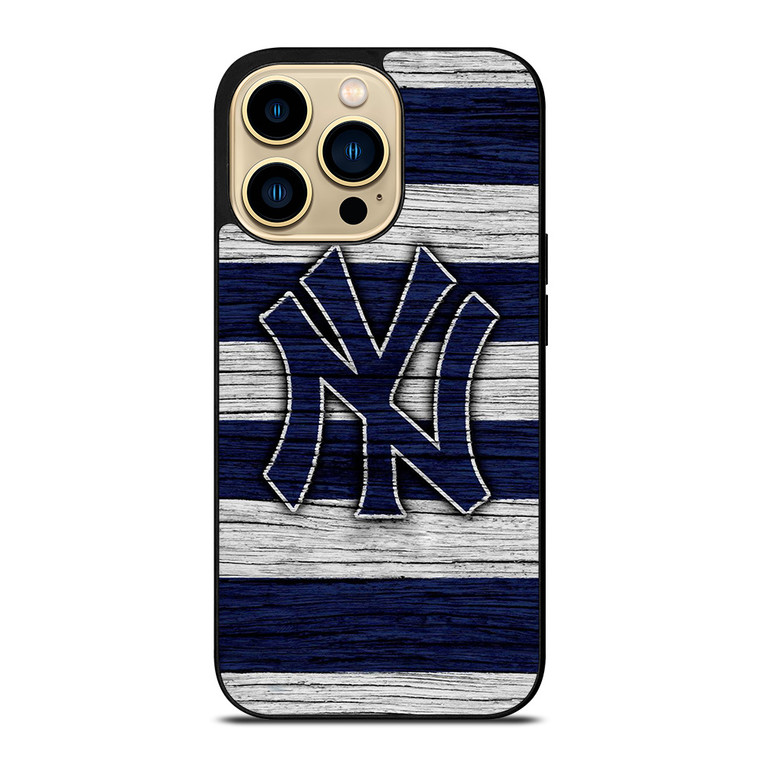 NEW YORK YANKEES BASEBALL TEAM WOODEN LOGO iPhone 14 Pro Max Case Cover