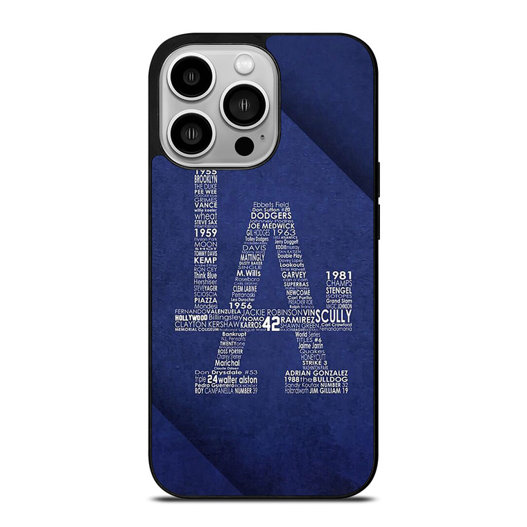 LA DODGERS LOS ANGELES LOGO BASEBALL TEAM TYPOGRAPHY iPhone 14 Pro Case Cover