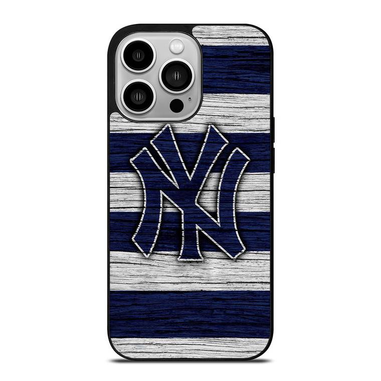 NEW YORK YANKEES BASEBALL TEAM WOODEN LOGO iPhone 14 Pro Case Cover