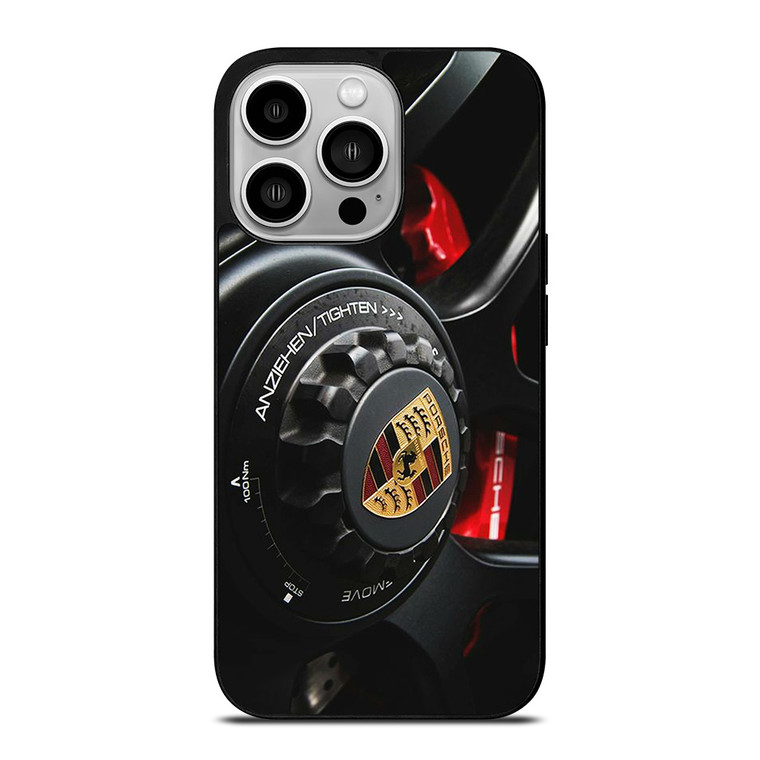 PORSCHE LOGO CAR ON RIM iPhone 14 Pro Case Cover