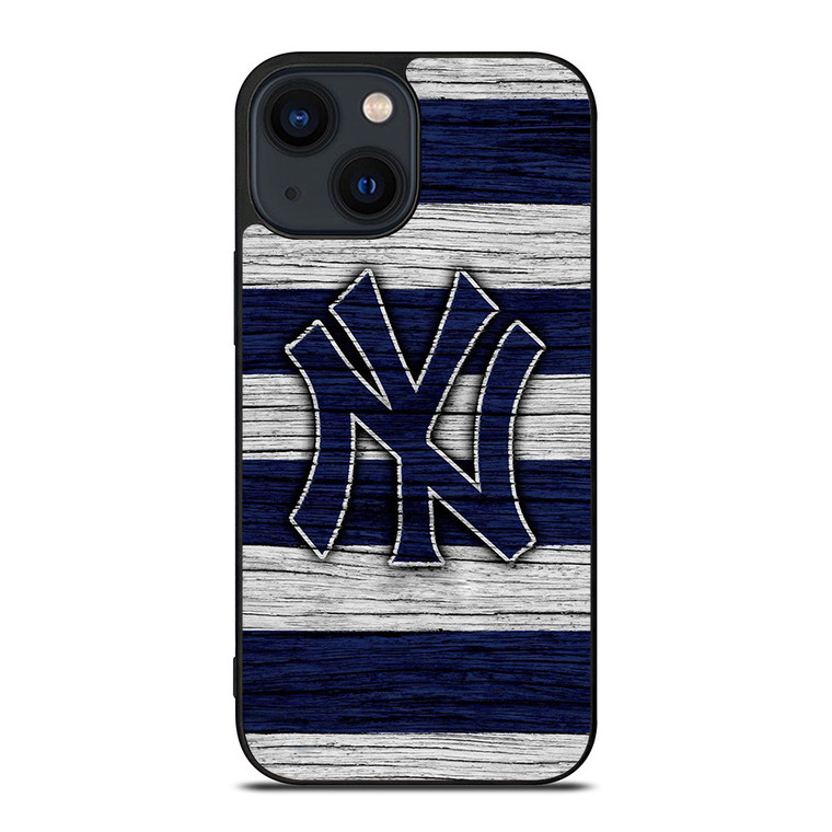 NEW YORK YANKEES BASEBALL TEAM WOODEN LOGO iPhone 14 Plus Case Cover